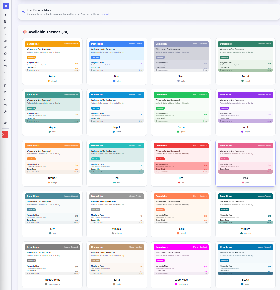 Theme Selector Interface